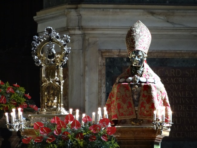 San Gennaro and his ostensorium in the cathedral of Naples, Italy on 19 September 2016