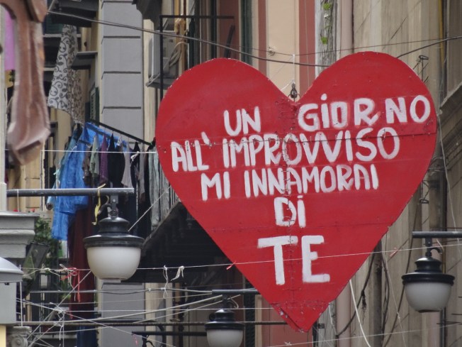 The words Napoli fans sing to their football team - "One day, all of a sudden, I fell in love with you"