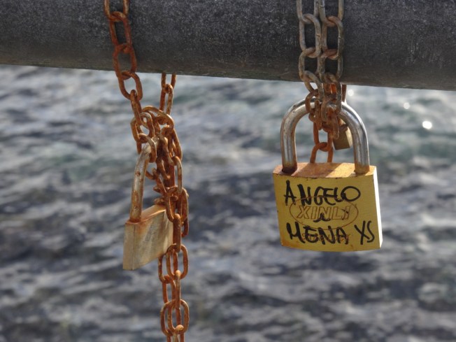 Lovelocks on the lungomare in Naples, Italy