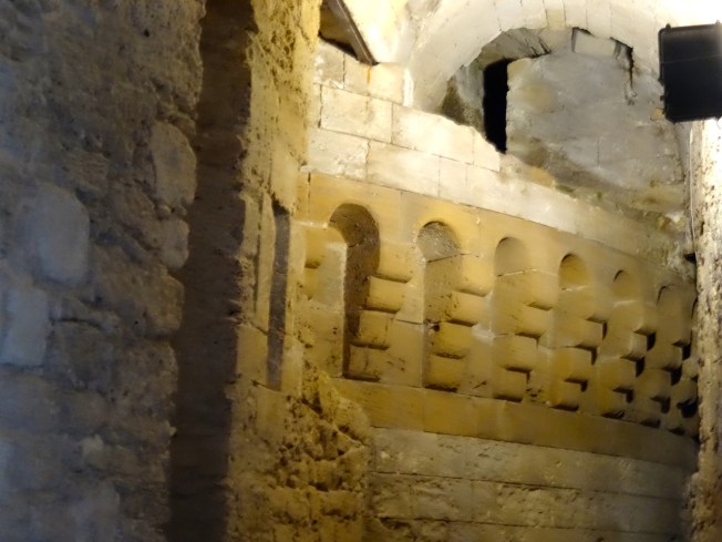 Old walls in the Aragonese Castle in Taranto, in Puglia, Italy