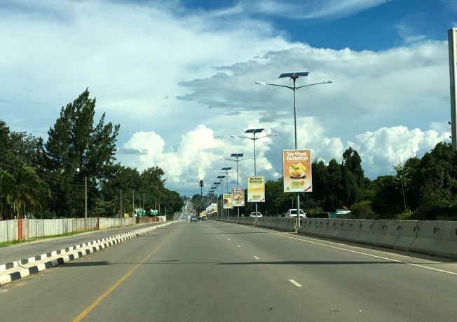The airport road in Harare, Zimbabwe