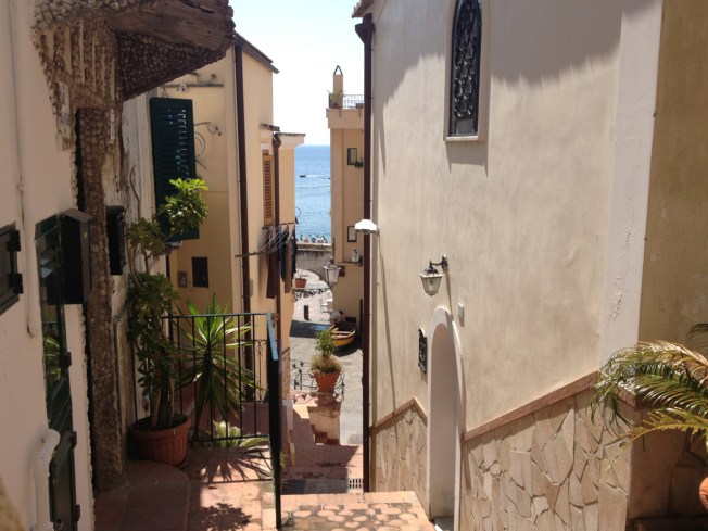 View through to the sea in Cetara, at the eastern end of the Amalfi Coast