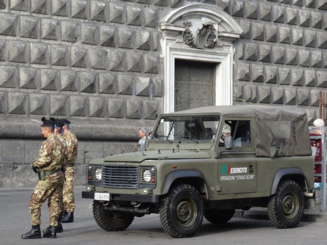 The military on duty in Naples, Italy