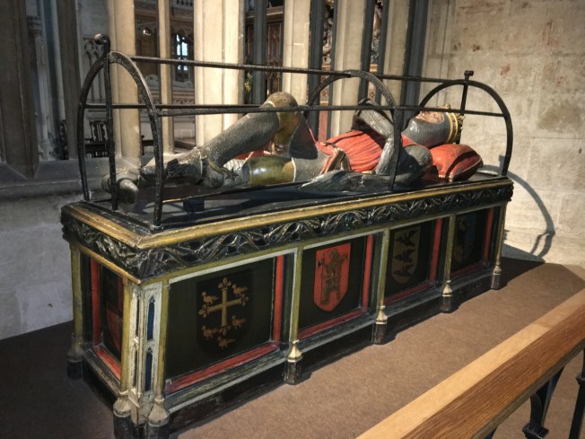 Gloucester Cathedral, England: the tomb of Robert, Duke of Normandy, the oldest son of William the Conqueror.