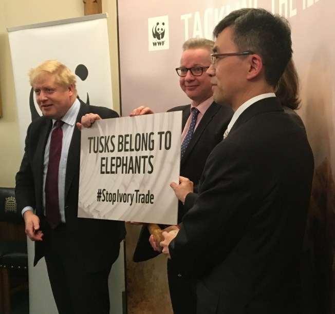Chargés d'affaires of the Chinese Embassy, Minister Zhu Qin, Rt Hon Michael Gove MP Secretary of State for Environment, and Secretary of State for Foreign & Commonwealth Affairs, Rt Hon Boris Johnson MP