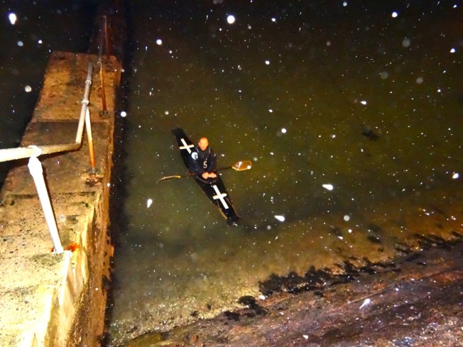 Canoe polo in St Ives - not everyone was put off by the weather