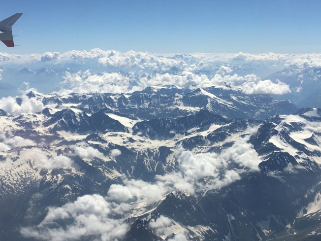 View of the Alps shortly before landing in Turin, Italy
