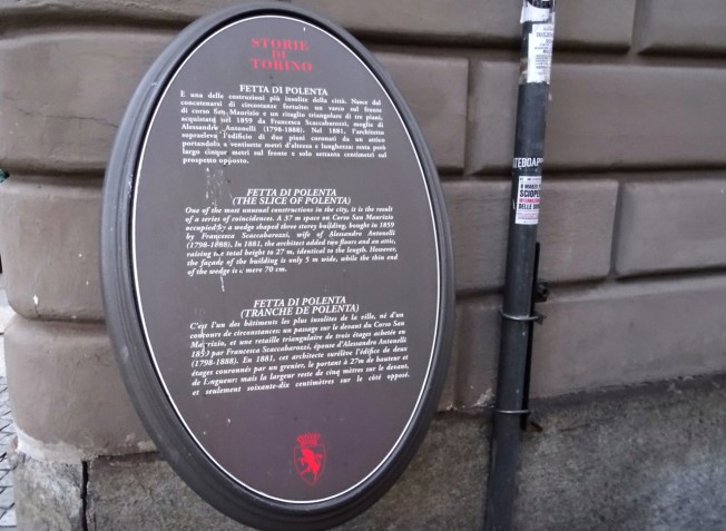 Information on the 'Fetta di Polenta' in Turin by Alessandro Antonelli