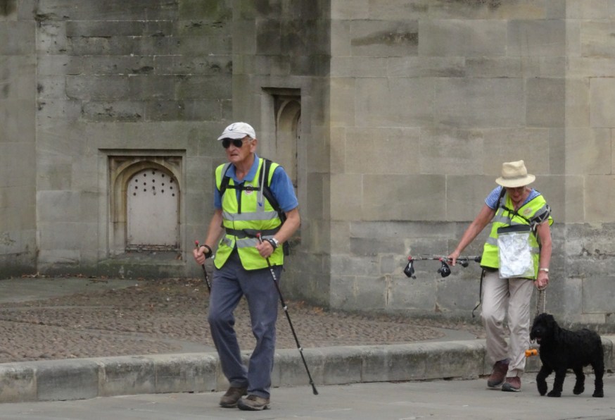 Tom and Jane Benyon and Moses at the end of their 2018 fundraising walk for ZANE (Zimbabwe a National Emergency)