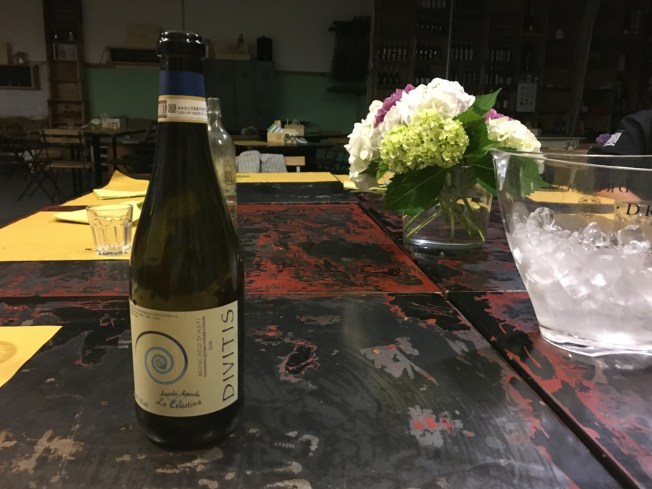 The Moscato that concludes our evening of cooking with chocolate at QUBI in Turin, Italy