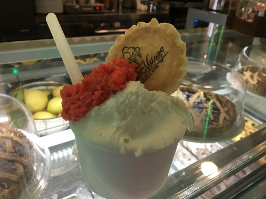 Fior di Latte and strawberry sorbetto