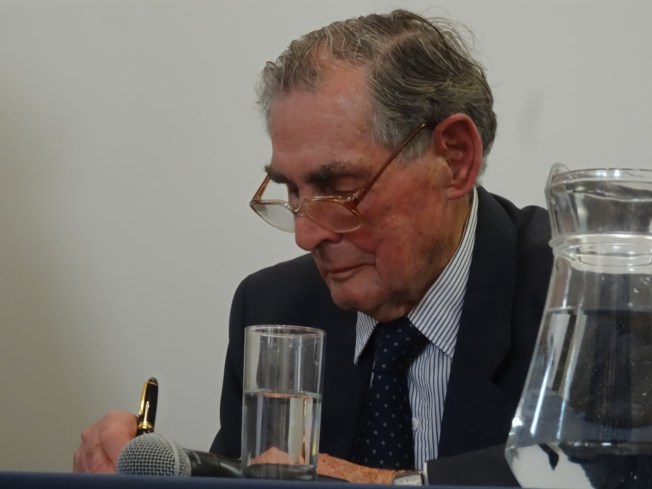 Denis Norman, signing books at the Oxford Launch of The Odd Man In (photograph by Georgie Knaggs)