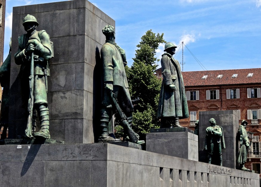 The fascist monument built to commemorate Prince Emanuele Filiberto, 2nd Duke of Aosta (1869 -1931). He is related to the knight on his horse.