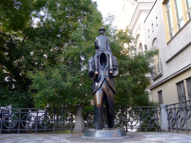 Jaroslav Rona's sculpture dedicated to Franz Kafka in Prague
