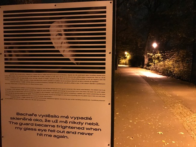 In a park above the Vltava River in Prague in October 2018